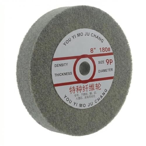 JUNLIXN 8 Inch 180 Grit Nylon Fiber Buffing Wheel, 5/8" Arbor Hole (9P)