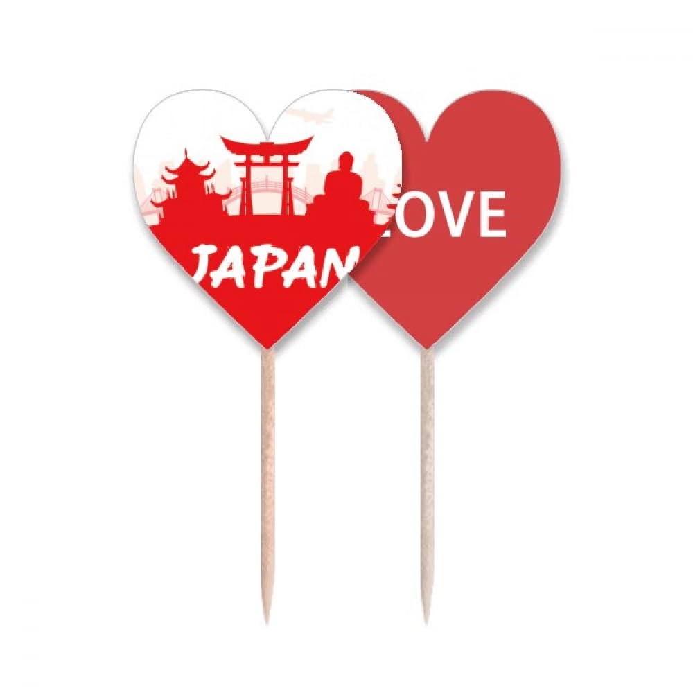 Pique drapeau Japon cœur rouge pour décoration de sushis party
