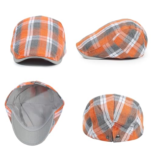 Image of 3Pcs Men's Newsboy Caps Cotton Cooling Hat Adjustable Flat Cap for Men
