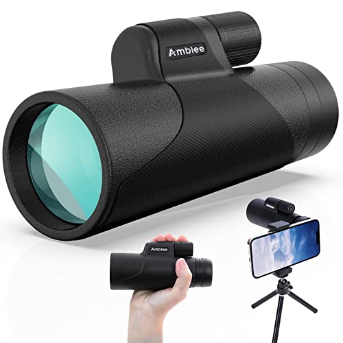 Amblee 12x50 Monocular Telescope for Adults High Powered - Waterproof Monoculars for Smartphone with Smartphone Adapter