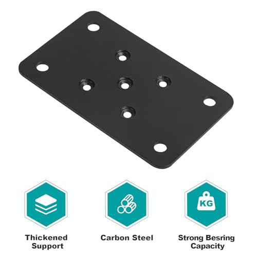 2 Pcs Post Base Steel Plate, Black Powder-Coated for Mail Post Bracket,Deck Railing,Wood Joist,Fence,Fit for 4x4,6x6 Lumber