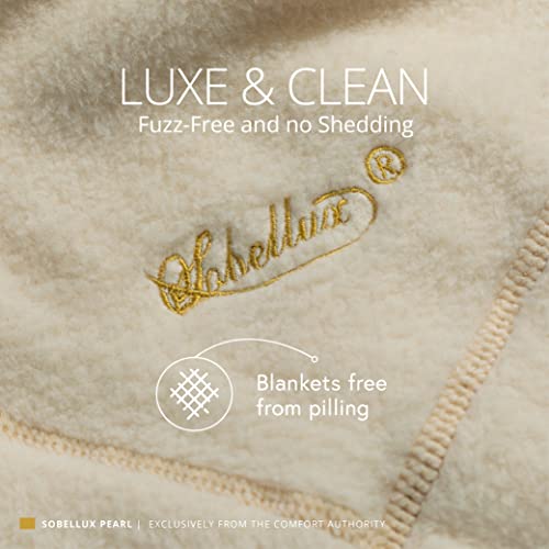 Sobel Westex: Hotel Sobellux Ultra Soft Fleece Blanket | Hotel & Resort Quality | 100% Spun Poly, Piling-Free Fabric, Double Thick | Pearl Color | King Size #TOP2