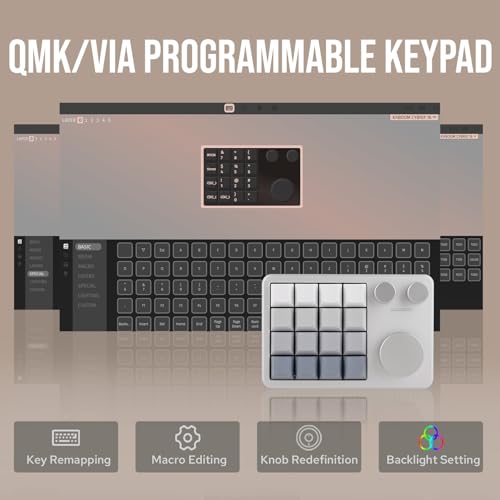 KiiBoom Cybrix 16 VIA Programmable Macro Pad - 16 Keys + 3 Knobs, Type-C Wired Aluminum Numpad, Hot-Swappable PCB, RGB Backlight, Lightweight & Portable Numeric Keypad for Windows & Mac (Silver) - Thumbnail 6