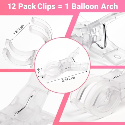 12팩 풍선 아치 클립 - 배경 스탠드용 8.9cm(3.5인치) 투명 클립 - 풍선 아치용 투명 스프링 클램프 - 강력한 가랜드 걸이 클램프 - 파티, 결혼식, 생일을 위한 사진 액세서리 — 사진 2
