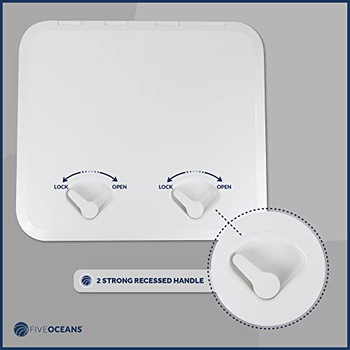 Five Oceans Boat Hatch, Marine Access Hatch, Boat Hatch Lids, Recessed Handle Locking System, 20-3/8" X 18-1/16", White Premium Series - Fo3863 #TOP3