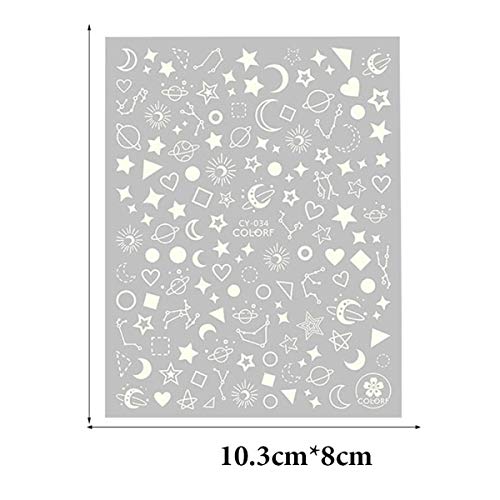 Lukap 6 Sheets Luminous Nail Art Stickers Glow In Dark Fluorescent Nail Decals Flower Butterfly Moon Stars Heart Nail Stickers For Acrylic Nails Manicure Tips Nail Supplies Beauty Decoration Kits #TOP7