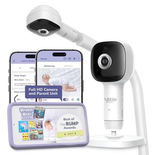 Image of HUBBLE CONNECTED SkyVision AI Pro Baby Monitor — Baby Camera Monitor w/Covered Face, Rollover & True Cry Detection, Sleep Trainer, Soother & More — w/Touch Screen HD Parent Unit, Crib Mount System