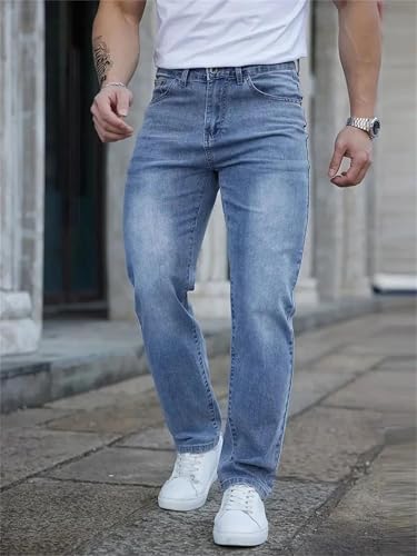 Men's Baggy Jeans Summer Thin Elastic Waist Denim Pants Straight Business Casual Trousers Plus Size4
