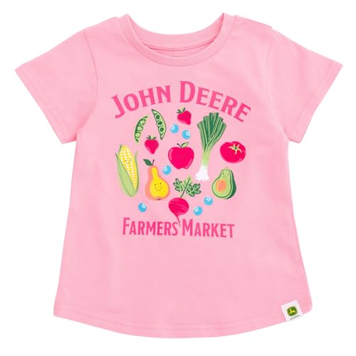 Image of John Deere Floral Horse Girls T-Shirt and French Terry Shorts Outfit Set Toddler to Big Kid Sizes (2T - 10-12)