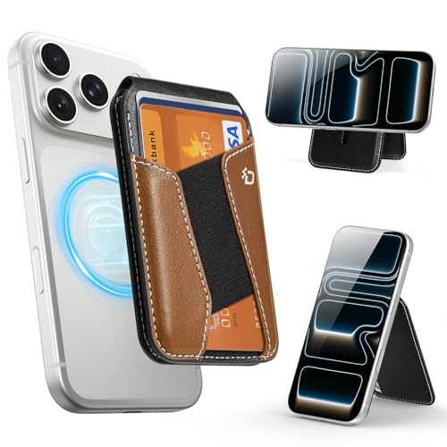 Porte-cartes magnétique MagSafe DUX DUCIS en cuir PU marron pour iPhone