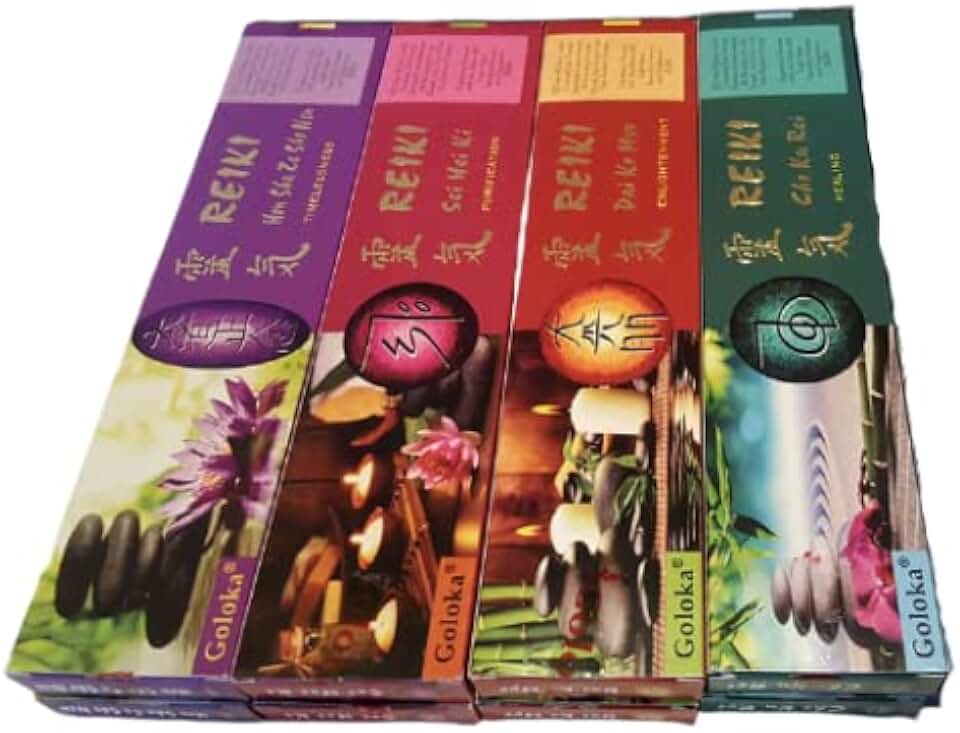 Varillas Incienso 4 Símbolos Reiki Serie Cho KU Rei Sei Hei Ki Dai KO Myo Hon Sha Ze SHO NEN 4 Estuches uno de Cada símbolo de Reiki Tercer Nivel maestría