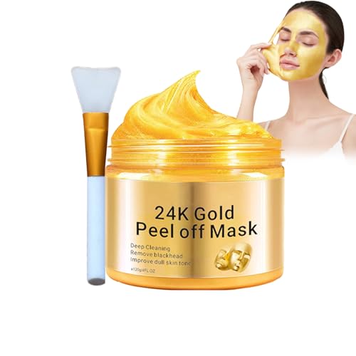 24K Gold Peel Off Maske Gesicht,Kollagen Maske mit Hyaluronsäure & Aloe Vera,Gold Mask Feuchtigkeit Anti Aging,Porenreiniger für strahlende Haut,Koreanische Gesichtsmaske für Frauen und Männer