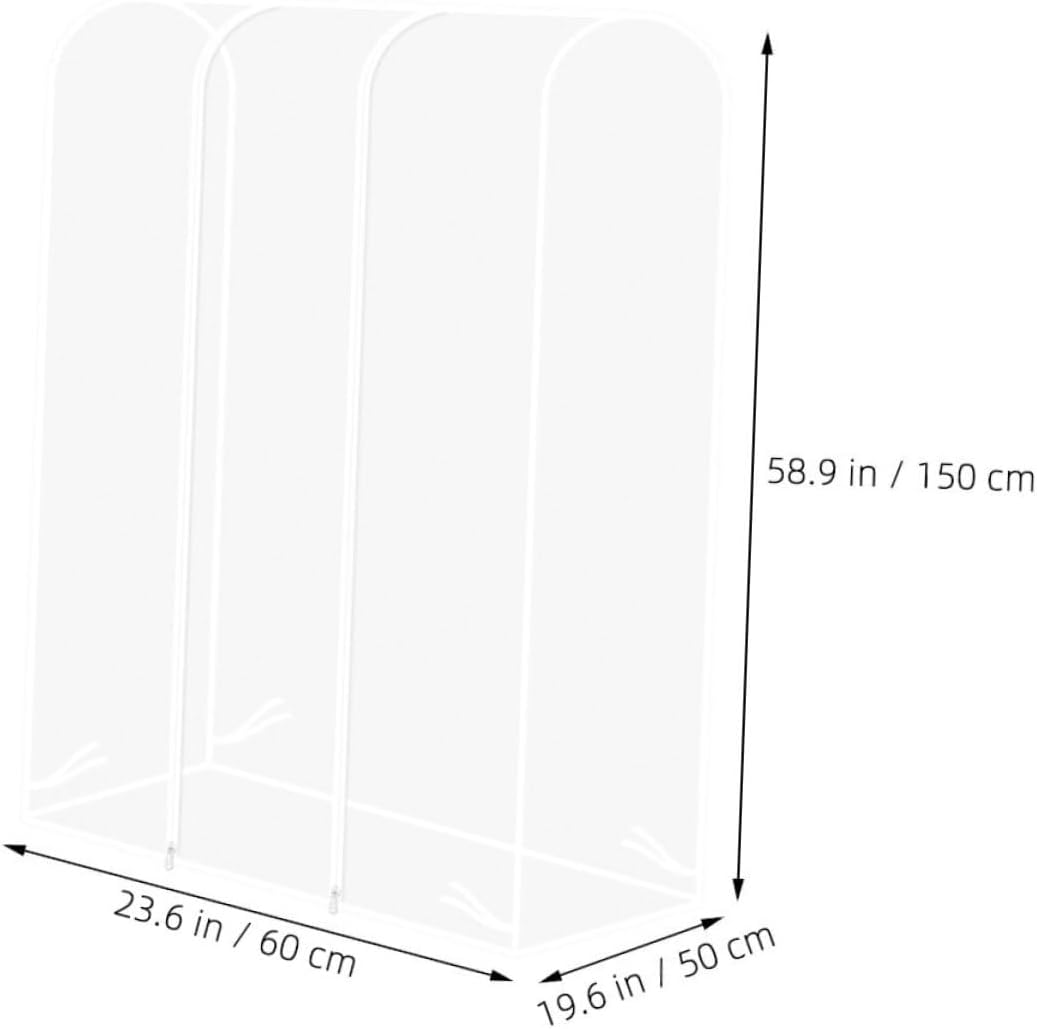Transparent Clothes Rack Cover with Zipper Clear PVC Garment Storage Bag for Double Rod Clothing Rack for Home Closet Organization