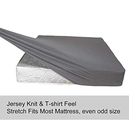 Queen Size Fitted Sheet Only - 4-Way Stretch Knit, Snug Fit, Wrinkle Free & Stay in Place, No More Slipping Off for Mattress, Soft & Comfortable - Hemp Gray, Queen