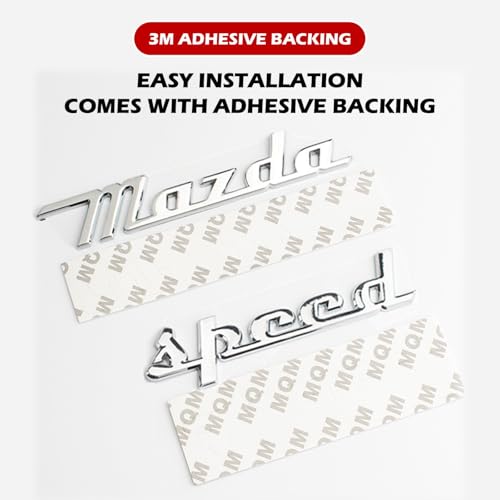 Image of Rear Trunk Mazzda Speed Emblem Decor Badge Decal Compatible with Full Range of Mazzda 3 6 CX MX Miata, etc (MS Chrome)