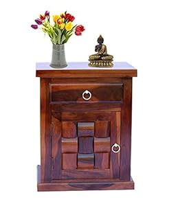 Kapil Wood Decor Sheesham Wood Bedside End Table with Drawer for Storage | Night Stand Table for Bedroom | Sofa Side Table | (Brown Walnut Matte Finish) |