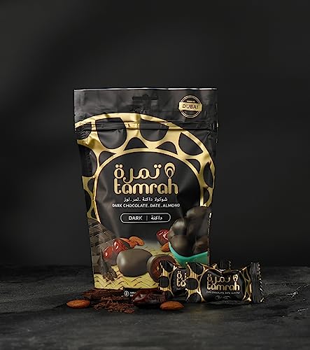 Tamrah Dark Chocolate Dates & Almonds Delights Sweet, Premium Crunchy, Chocolate with Pure Dark Chocolate