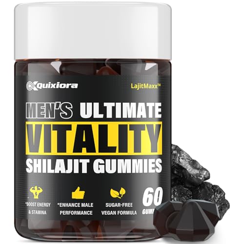 Quixiora Shilajit Gummies for Men | Shilajit for Men – 85+ Trace Minerals & Fulvic Acid| Shilajit Supplement | 60 Gummies