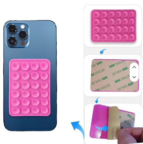 Image of SKYSIA Suction Phone Case,Sticky Mount Pad, Silicone Suction Phone Case for Hands-Free Mobile Accessory Holder Grip, Video Phone Accessory Compatible with Mirror, Shower - (Pack of 1) (Gry+Gry)