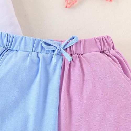 Image of Cakaner Toddler Kids Girl Clothes Floral Letter Graphic Top + Shorts 2PC Girls Summer Short Set