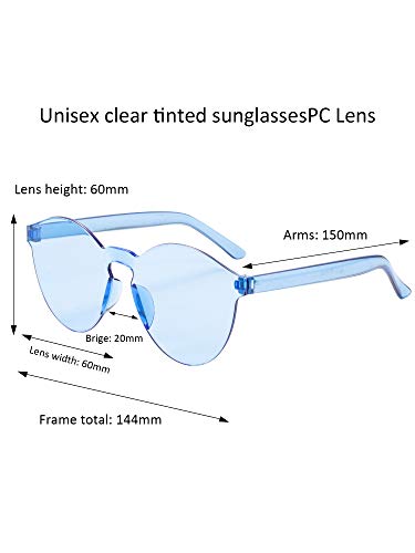 Gejoy 21 Pieces Round Rimless Sunglasses Transparent Candy Color Tinted Eyewear, Multicoloured, Medium2