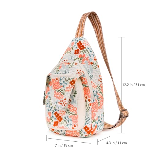 Image of SILKAREA Vintage Embroidered Floral Ethnic Backpack for Women Handbag Shoulder Bag Mini Travel Purse (Flower Sea White)