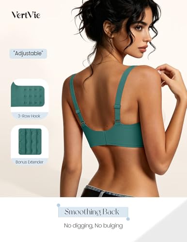 Image of Vertvie Jelly Wireless Bras for Women Push Up Plunge Seamless T-Shirt Bras No Underwire Supportive Full Coverage Bralettes