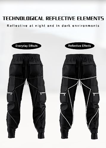 MECH-ENG Men's Cargo Pants Jogger Workout Hip Hop Pants Reflective Punk Techwear Streetwear Sweatpants4