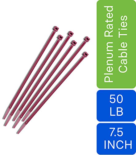 Nylon Cable Zip Ties [Pack de 100] – 7.6 in, 50 lb, Burgundy, Plenum Rated Heavy Duty Zip Ties | Organizadores de Cable miniatura 6