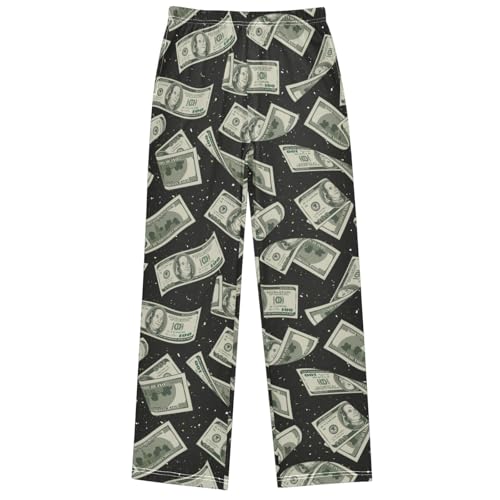 Boy's Pj Pants Money Dollar USA Lounge Bottoms Elastic Kids Sweatpants Joggers with Pockets Size 6-14