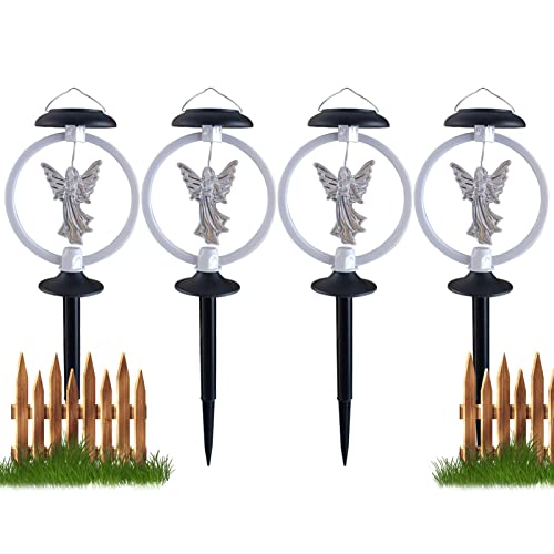 Luz de ángel de jardín | Luces solares de estaca de jardín impermeables - Luz automática de encendido por la noche, luces solares para pasarela para inauguración de la casa, conmemoración