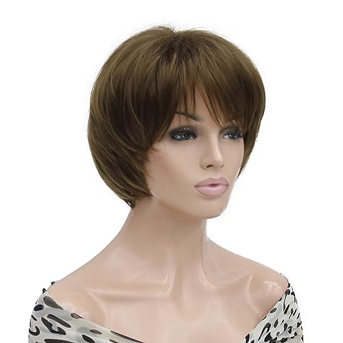 Lydell 8-10" hort Layered Shaggy Heat Resistant Synthetic Wigs Light Reddish Golden Brown - Image 2