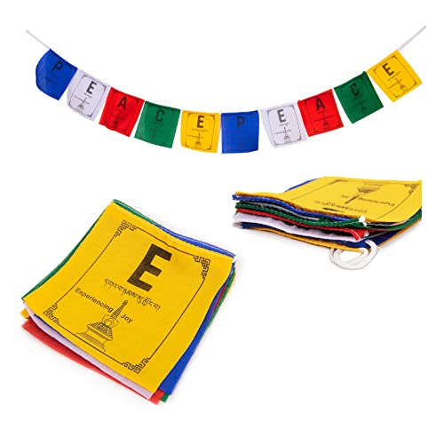 Tibetan Prayer Flags - Peace Theamed Outdoor Decoration Handmade in Nepal Wind Prayer Flags with Auspicious Colors