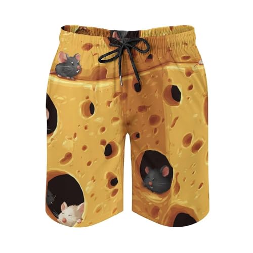 Cheese Lovers Food Rat Mens Swim Trunks Quick Dry Board Shorts Beach Swimwear Bathing Suits2
