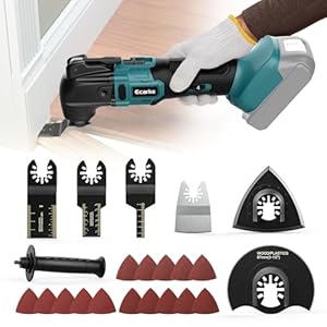 ecarke outil multifonction sans fil pour batterie makita 18 v li ion, 6 vitesses réglables, moteur sans balais pour enlever, racler, couper avec 23 accessoires (piles non incluses)