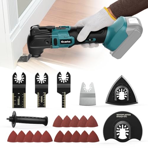 ecarke outil multifonction sans fil pour batterie makita 18 v li ion, 6 vitesses réglables, moteur sans balais pour enlever, racler, couper avec 23 accessoires (piles non incluses)