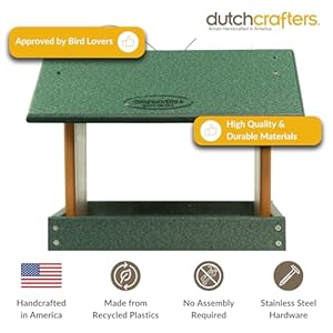 Poly Hanging Hopper Bird Feeder Large Hanging Bird Feeder for Outside Outdoors Amish American Made Turf Green Cedar