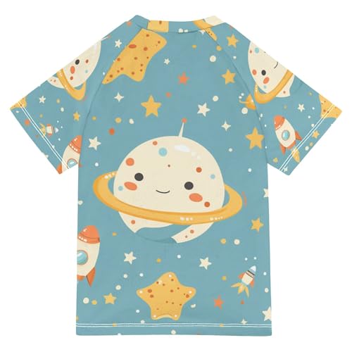 Planet Stars Bathing Suit Girls Sun Protection Sweatshirt Swimwear Beach Tops 3T2