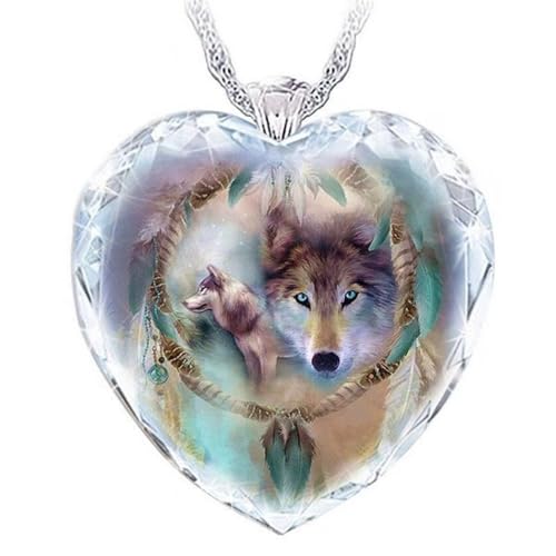 Collier pendentif double loup coloré, le cadeau femme chic et unique