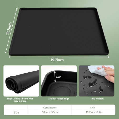 AKEfit Heat Resistant Silicone Mat, Non-Slip Waterproof Air Fryer Mat for Kitchen Countertops, Oven, AC,Stove Top & Dining Table Protection (BLACK) - Image 4