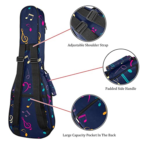 Sac de transport coloré pour ukulélé soprano concert ténor avec des notes de musique et des clefs avec bretelles… - Les Beatles, Paul McCartney, John Lennon, RIngo Starr, George Harrison Sac de transport coloré pour ukulélé soprano concert ténor avec des notes de musique et des clefs avec bretelles… – Image 4