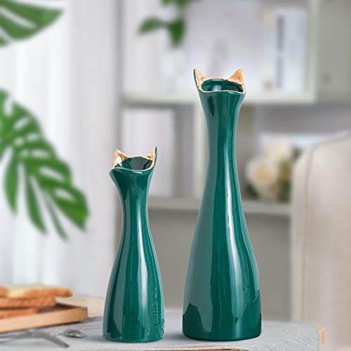 Kat Oor Keramische Kleine Vaas Tv Kast Woonkamer Entree Aanrecht Vaas Gedroogde Bloem Simulatie Bloem Decoratie Vaas 35x11x3.5 Cm, 28x8x3 Cm, 2 Stks - Afbeelding 3