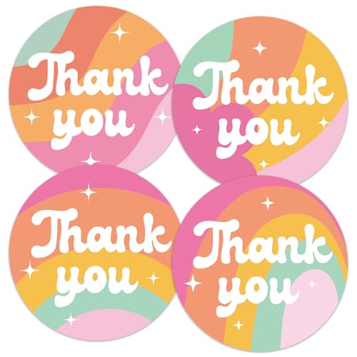 Anwyll Thank You Stickers - Rainbow Star Thank You Stickers for Small Business 480Pcs 1.5In Thank You Sticker for Packaging Self Adhesive Thank You Party Favor Seal Label Sticker for Card(4 Design)