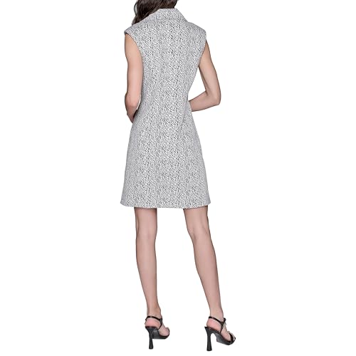 Image of KARL LAGERFELD Paris Women's Abstract Jacquard Collared Sleeveless Blazer Dress