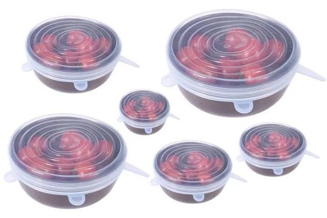 Couvercle silicone extensible en lot de 6 tailles pour conserver vos plats
