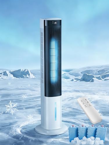 MEPTY Evaporative Air Cooler, 40' Windowless Portable Air Conditioners with 24H Timer, Cooling Fans that Blow Cold Air, 3 Speeds, 4 Modes, Remote,120°Oscillation, Swamp Cooler for Indoor Room Bedroom