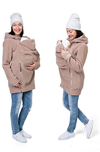 Viva la Mama - Jacke zum Babytragen Tragejacke Fleece - AHOI - beige - XL