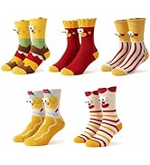 Funny Food Socks for Women Men, 5 Pack Cute Novelty Cotton Socks with 3D Eyes – Hamburger Popcorn...