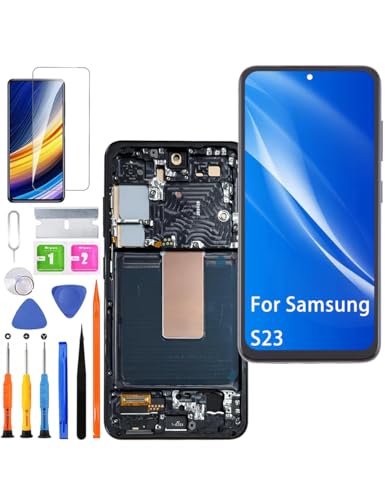 HLYGZX Pantalla de repuesto para Samsung Galaxy S23 LCD TFT, S911B S911B/DS S911E, pantalla táctil, digitalizador, kit de piezas de reparación (negro con marco, sin huellas dactilares, versión UE)