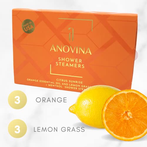 Anovina 6Xl Citrus Sunrise Shower Steamers - Orange And Lemon Grass Essential Oils, Shower Bombs Aromatherapy, Self Care Gifts For Men & Women, Aromatherapy Spa Gifts Shower Tablets (6 Pack) #TOP3
